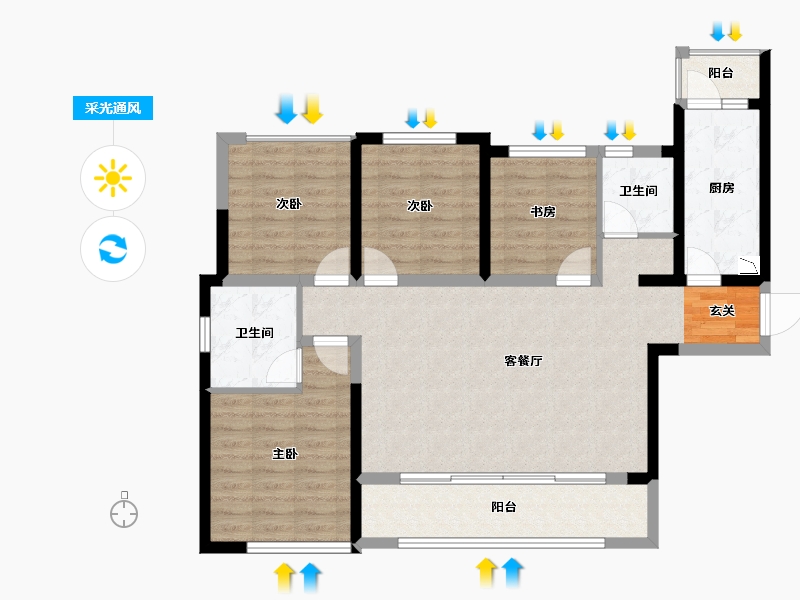 四川省-成都市-新景�Z歆府-99.79-户型库-采光通风