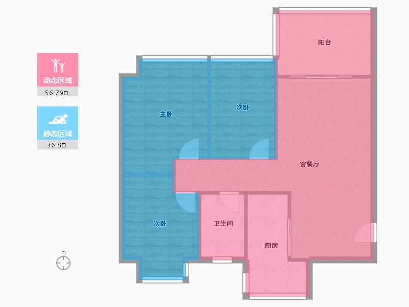 广东省-深圳市-潜龙鑫茂花园-85.56-户型库-动静分区