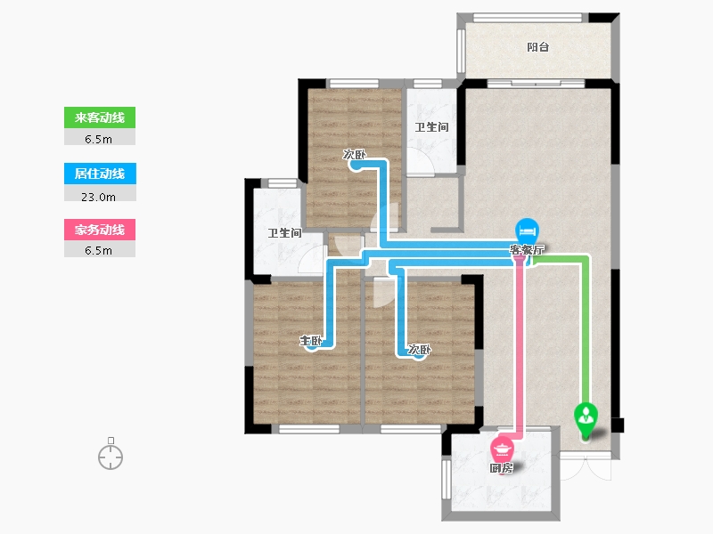 湖南省-岳阳市-鑫翔豪庭-100.44-户型库-动静线