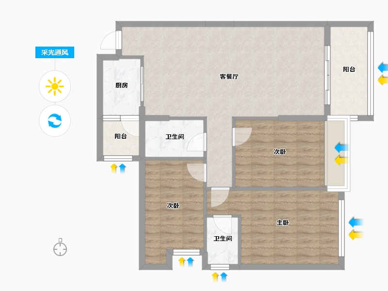 广东省-阳江市-中兴名志铂金湾-89.34-户型库-采光通风