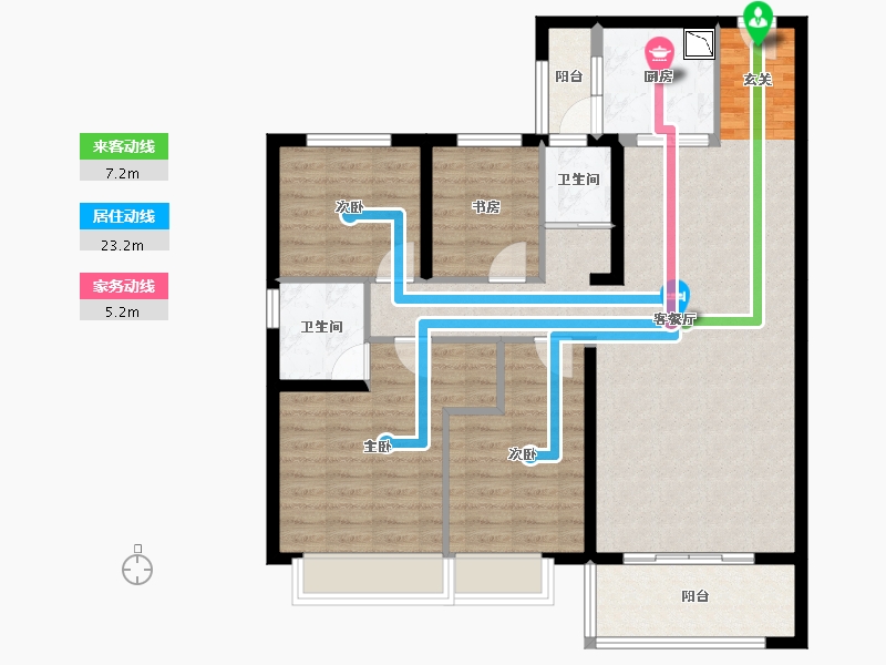 山东省-泰安市-黄金时代-104.33-户型库-动静线