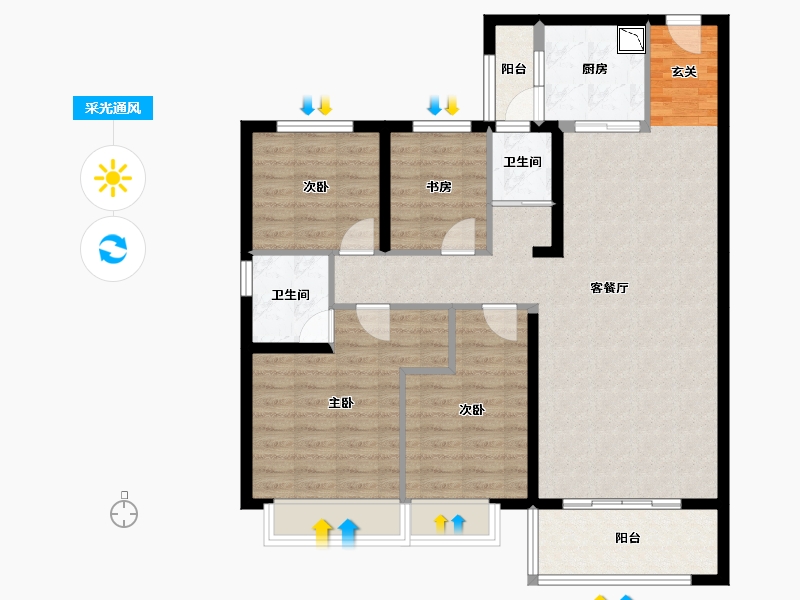 山东省-泰安市-黄金时代-104.33-户型库-采光通风