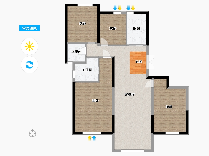 湖南省-长沙市-卓越江岸-118.01-户型库-采光通风