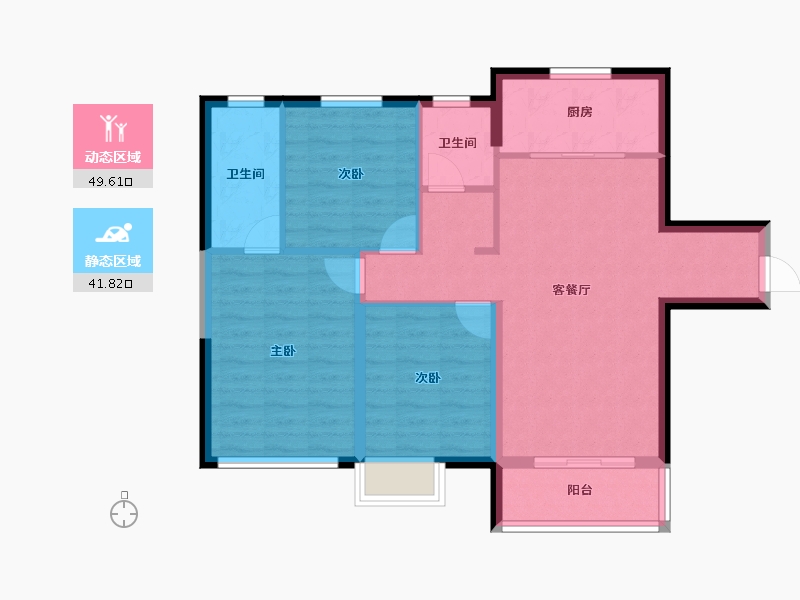 河南省-郑州市-万科美景魅力之城沐阳园-82.18-户型库-动静分区