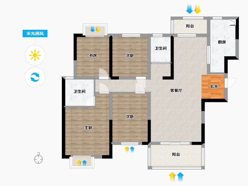 湖南省-长沙市-华申・阳光城・未来悦-112.74-户型库-采光通风