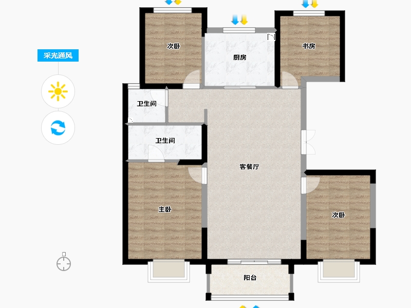 河北省-石家庄市-万科・公园大道-109.15-户型库-采光通风