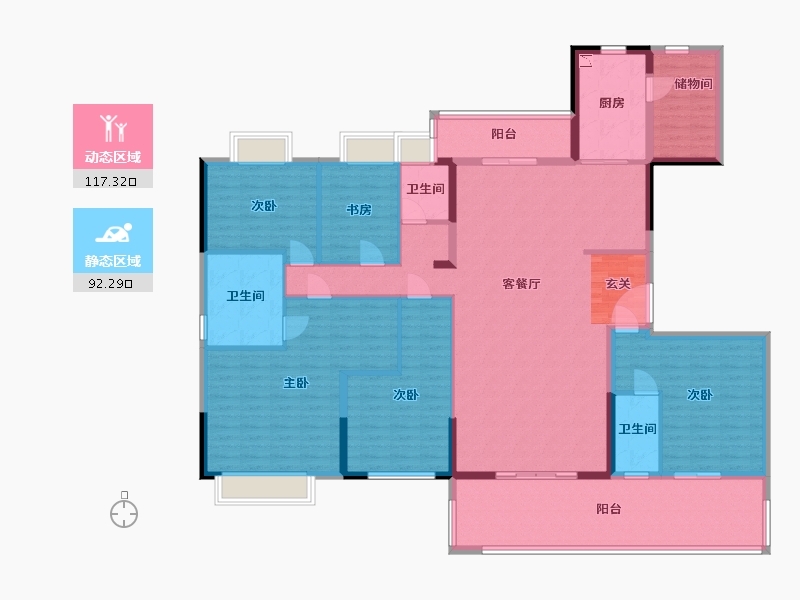 湖南省-长沙市-碧桂园・御园-190.75-户型库-动静分区