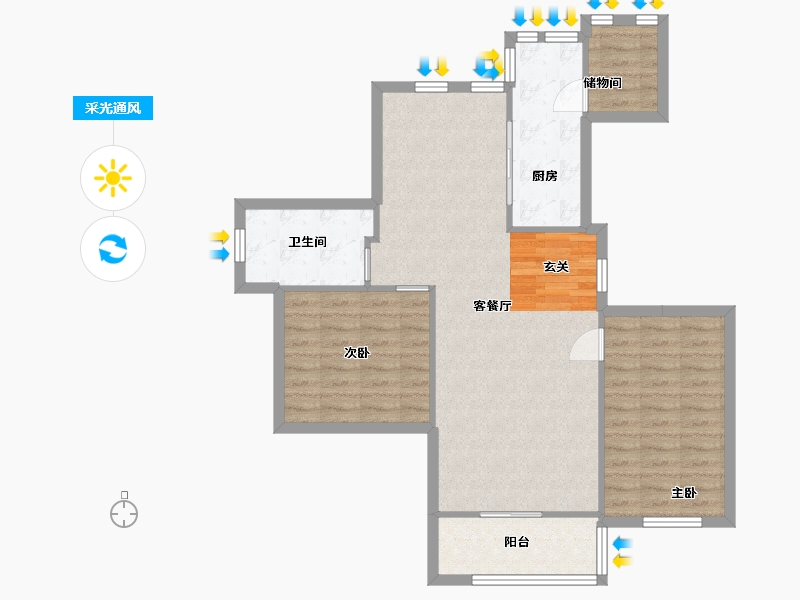 安徽省-合肥市-锦绣淮苑-86.54-户型库-采光通风