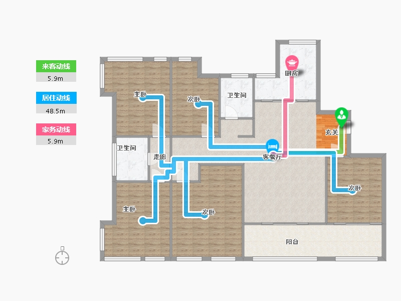 浙江省-嘉兴市-西郊-164.84-户型库-动静线