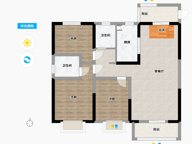 河南省-洛阳市-华耀城佳兆业水岸新都-92.78-户型库-采光通风