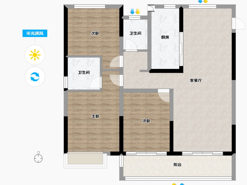 安徽省-六安市-汇安新世界-108.00-户型库-采光通风