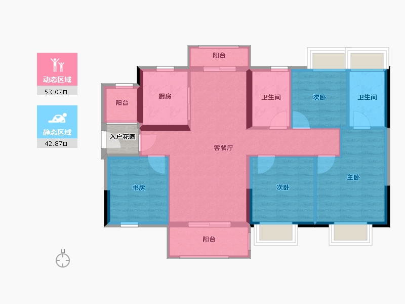 广东省-惠州市-融创玖樟台-88.27-户型库-动静分区