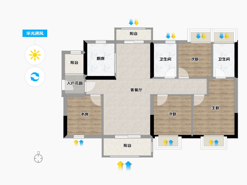 广东省-惠州市-融创玖樟台-88.27-户型库-采光通风