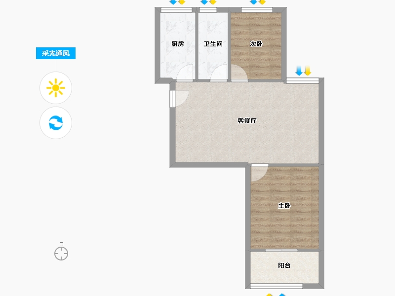 浙江省-杭州市-丁桥兰苑-59.79-户型库-采光通风