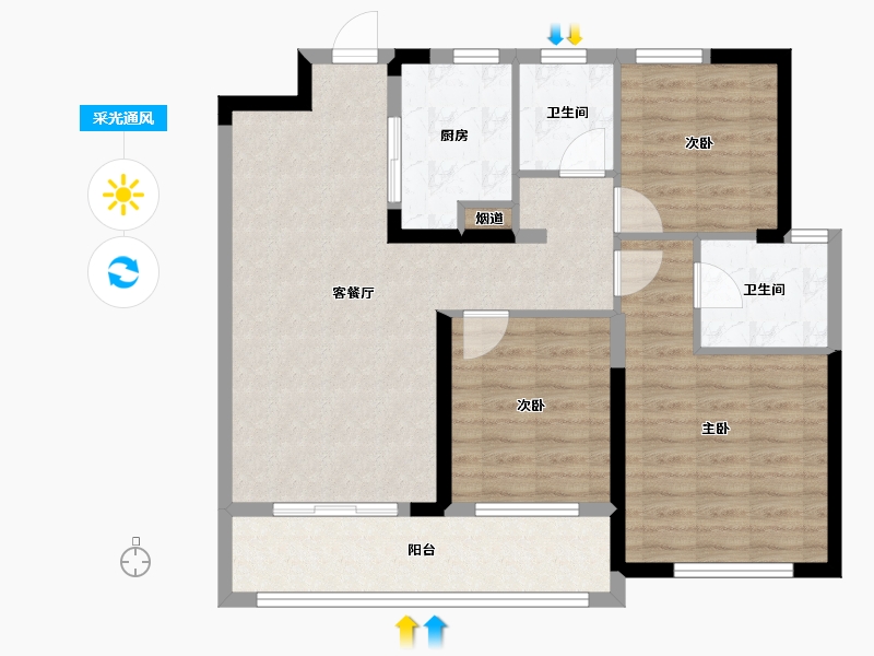 湖北省-武汉市-大华锦绣时代-90.40-户型库-采光通风