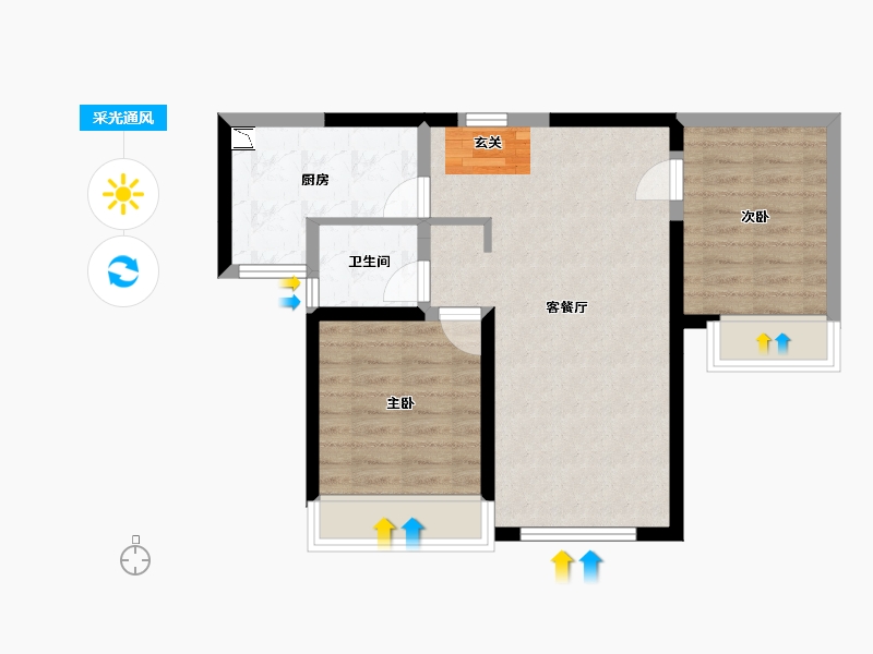 河北省-石家庄市-雅居乐・湖居笔记-61.18-户型库-采光通风