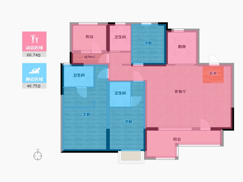 山东省-烟台市-蓝光雍锦锦湖-99.84-户型库-动静分区