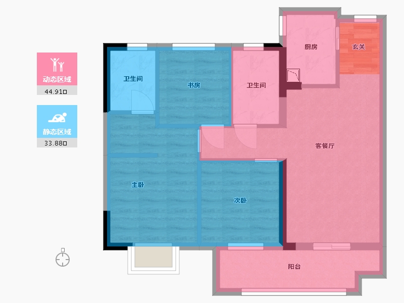 福建省-福州市-中梁・百悦城-69.54-户型库-动静分区