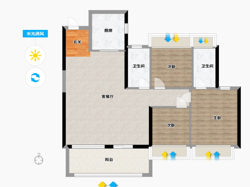 福建省-福州市-融创滨江壹号-102.12-户型库-采光通风