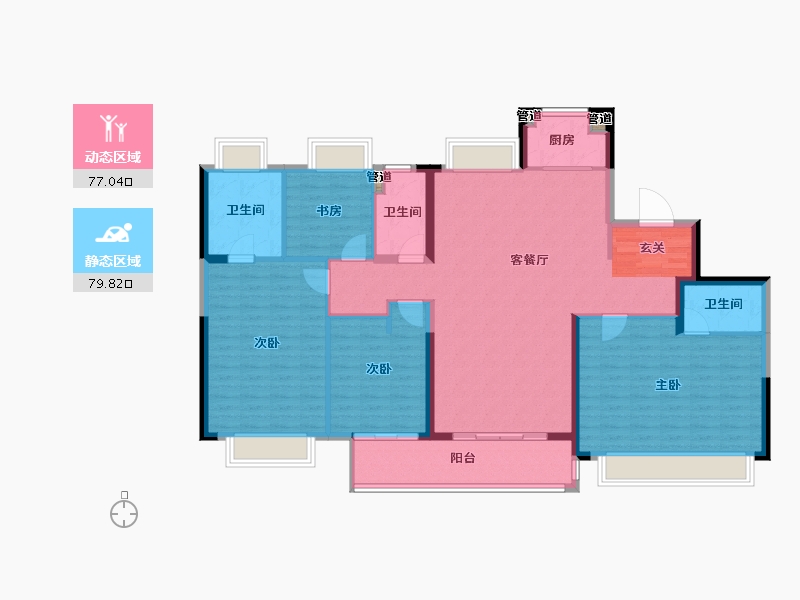 江苏省-南京市-星河国际-144.00-户型库-动静分区