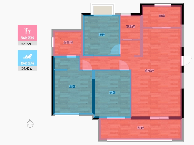 福建省-福州市-融创观樾台-88.86-户型库-动静分区