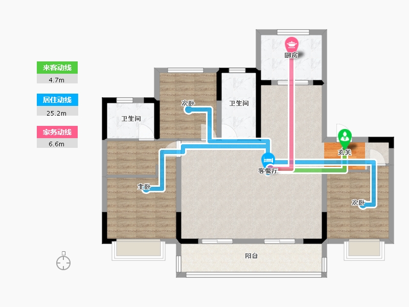 江苏省-南京市-雍宁府-113.60-户型库-动静线