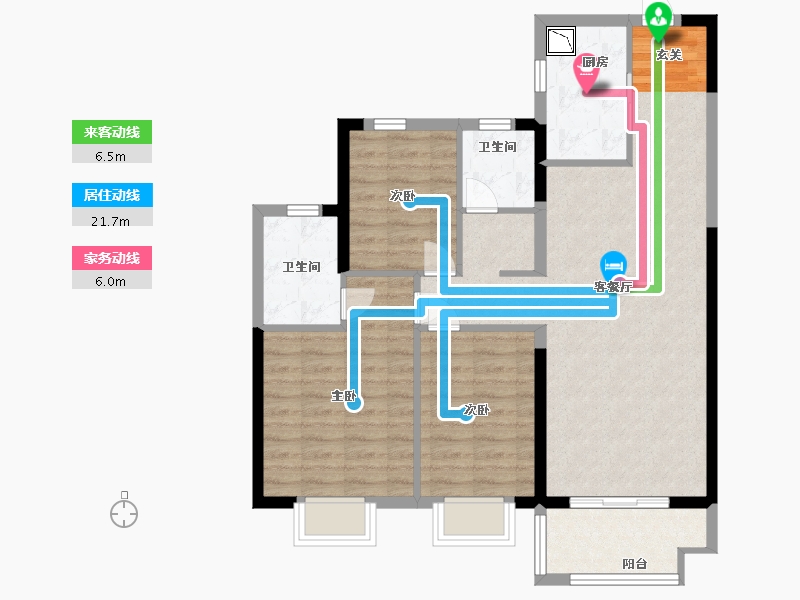 江苏省-南京市-雅居乐雅尊府-85.97-户型库-动静线