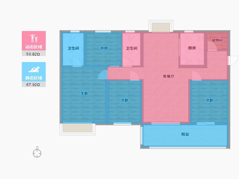 江苏省-南京市-蓝光睿创新筑-106.07-户型库-动静分区