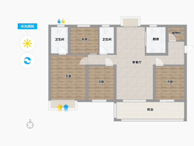 江苏省-南京市-蓝光睿创新筑-106.07-户型库-采光通风