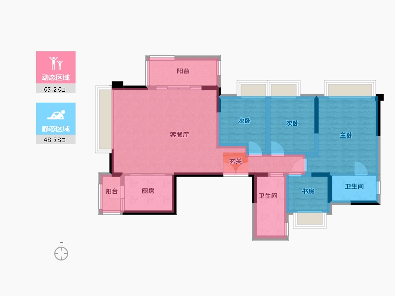 重庆-重庆市-华宇旭辉御�Z湖山-100.96-户型库-动静分区