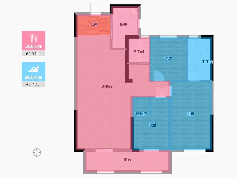 湖南省-长沙市-恒泰芙蓉悦府-92.92-户型库-动静分区