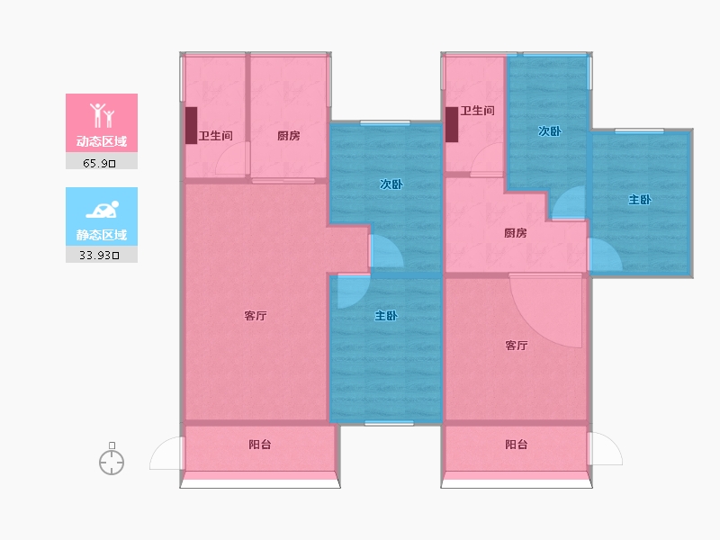 广东省-广州市-华葆明苑-54.73-户型库-动静分区