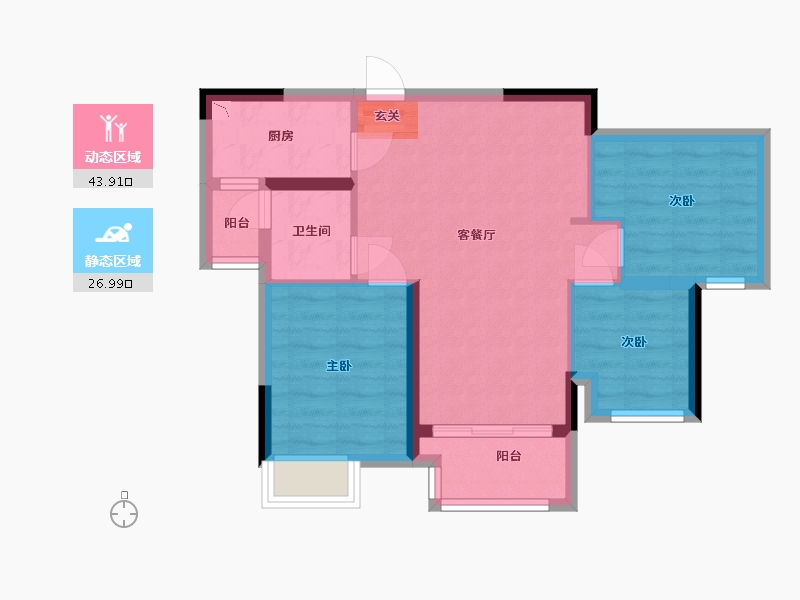 重庆-重庆市-万科四季花城-62.94-户型库-动静分区