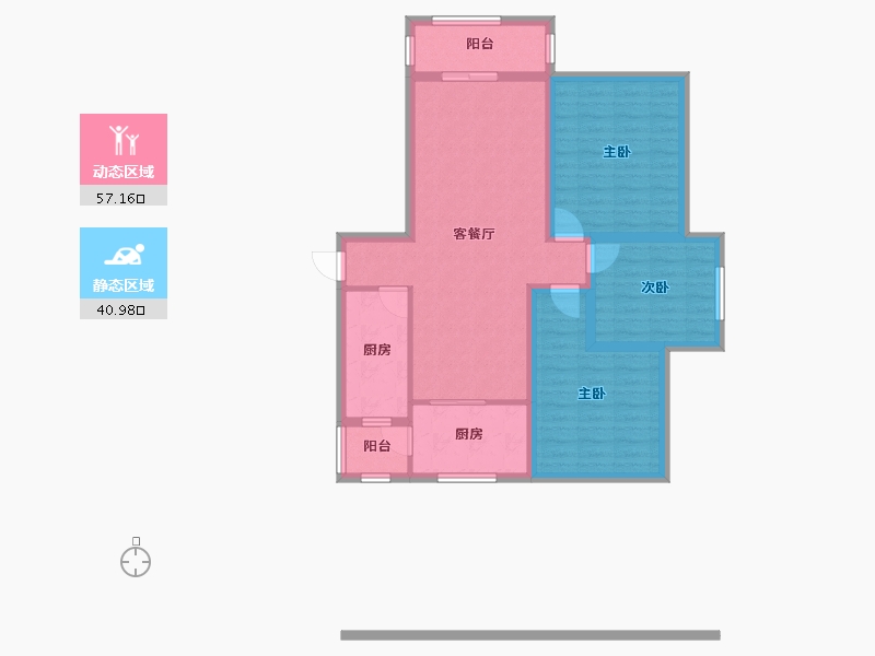 陕西省-西安市-广厦水岸东方-87.37-户型库-动静分区