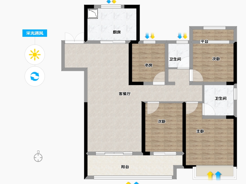 浙江省-湖州市-新城吾悦-117.01-户型库-采光通风