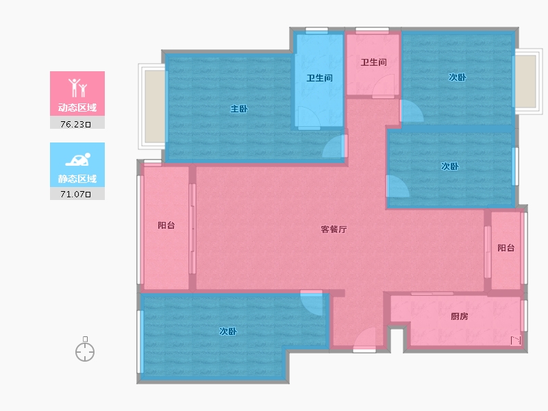 湖北省-荆州市-顺驰太阳城-133.07-户型库-动静分区