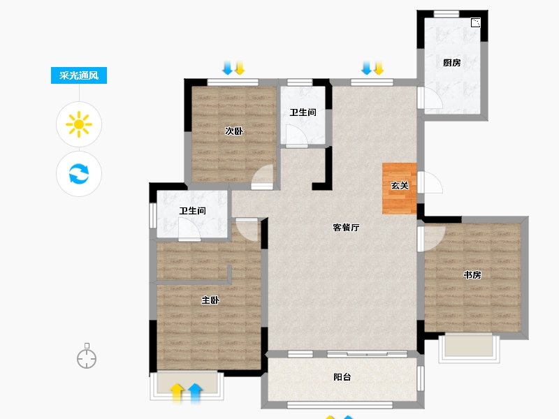 江苏省-徐州市-隐山观湖-111.61-户型库-采光通风