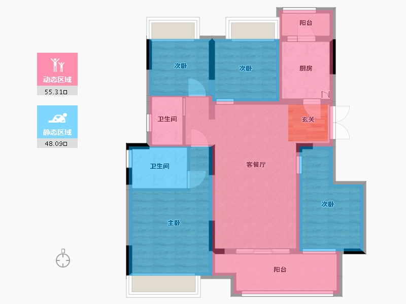 重庆-重庆市-金科集美城-91.50-户型库-动静分区