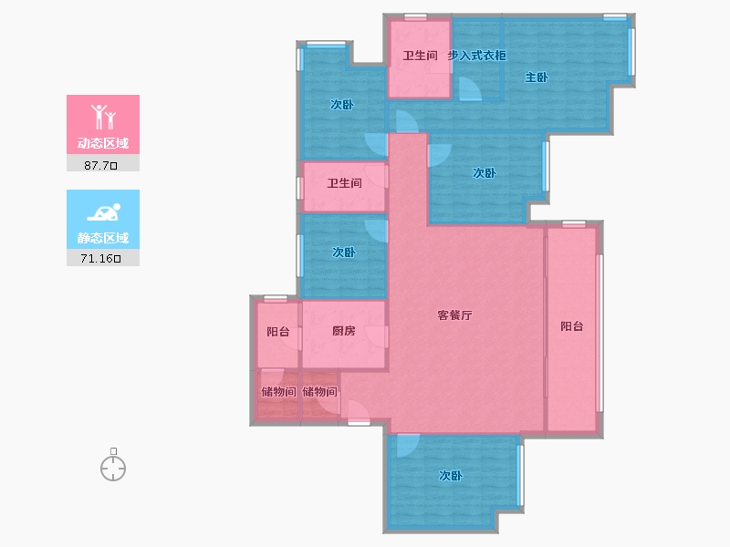 重庆-重庆市-公园大道-145.60-户型库-动静分区