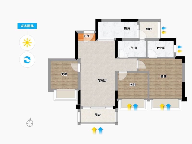 重庆-重庆市-江山�出-73.22-户型库-采光通风