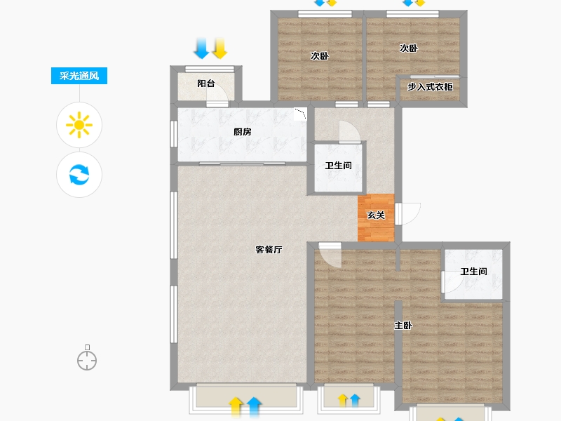 北京-北京市-万科・翡翠华章-111.95-户型库-采光通风