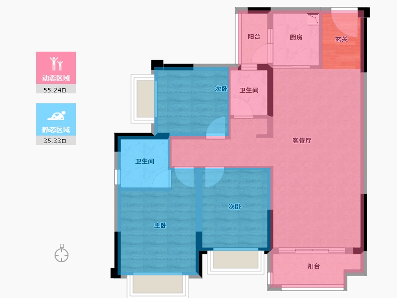 重庆-重庆市-�吃贸�-80.37-户型库-动静分区