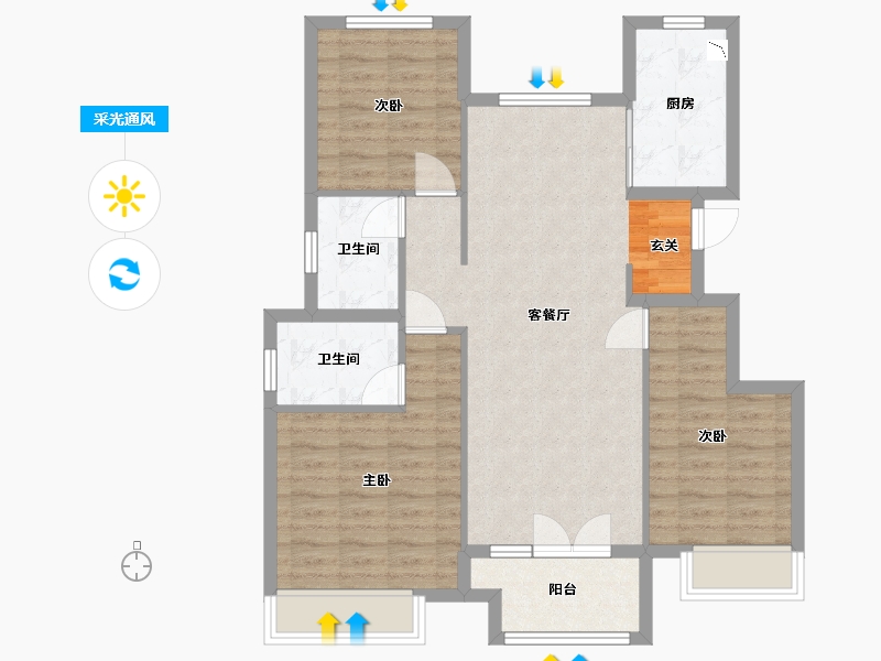 北京-北京市-合景天汇-88.13-户型库-采光通风