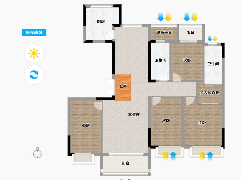 浙江省-金华市-都市外滩-140.00-户型库-采光通风