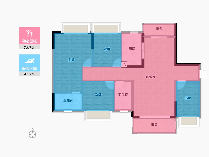 广东省-梅州市-海泰新天地-96.82-户型库-动静分区