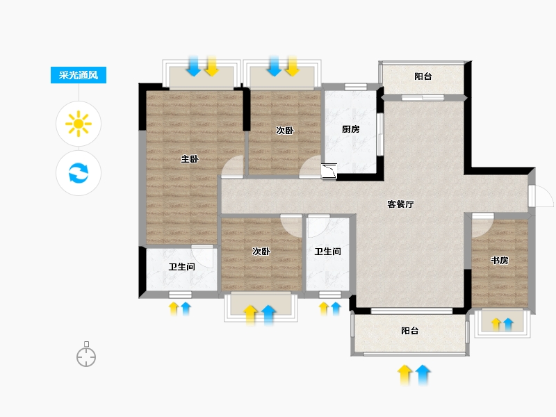 广东省-梅州市-海泰新天地-96.82-户型库-采光通风