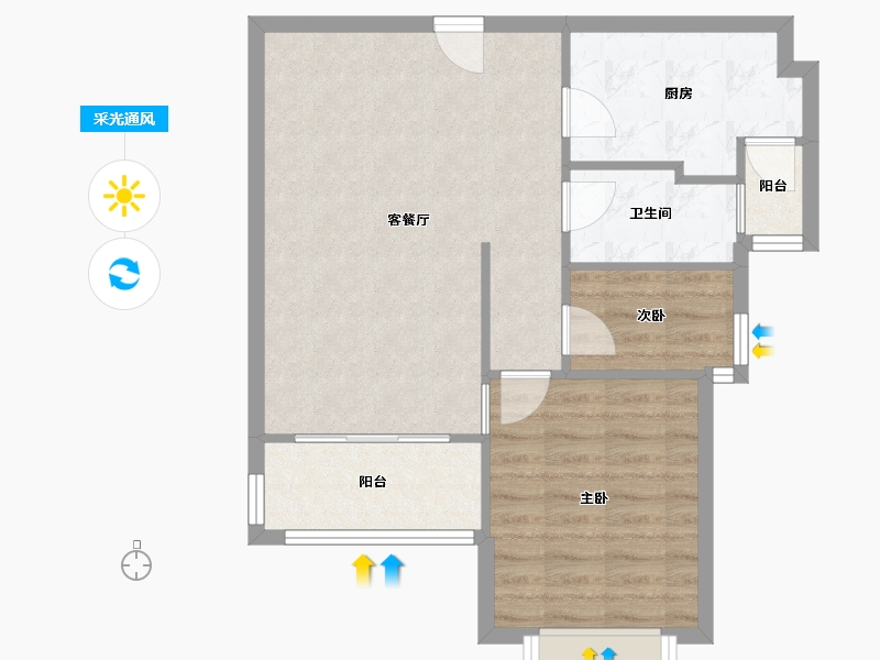 上海-上海市-凯旋华庭-63.72-户型库-采光通风