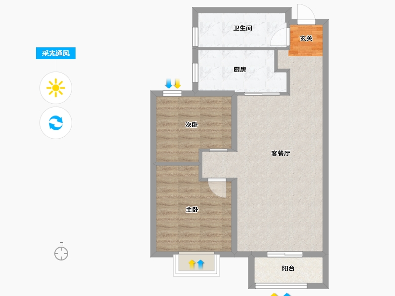 天津-天津市-香江健康小镇-69.48-户型库-采光通风