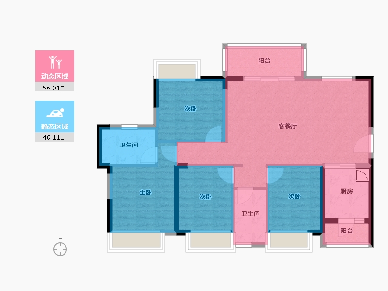 四川省-成都市-嘉裕第六洲林语台-91.15-户型库-动静分区