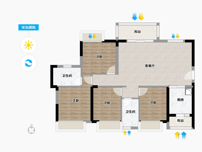 四川省-成都市-嘉裕第六洲林语台-91.15-户型库-采光通风